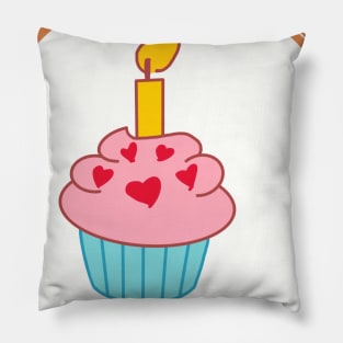 Pink cupcake - Birthday Bear symbol Pillow