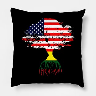 American Flag Lithuanian Roots Pillow