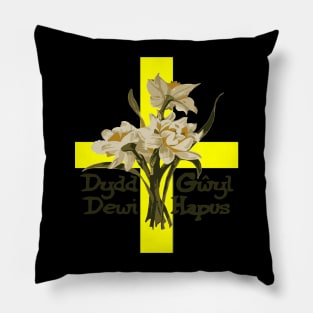 Dydd Gwyl Dewi Hapus With St David Cross Pillow