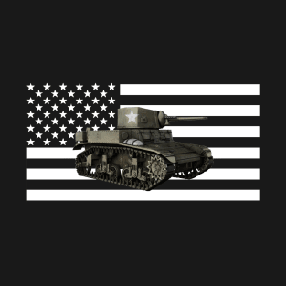 M3 Stuart WWII US Army Tank American Flag T-Shirt