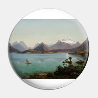 Lake Wakatipu with Mount Earnslaw, Middle Island, New Zealand by Eugène von Guérard Pin