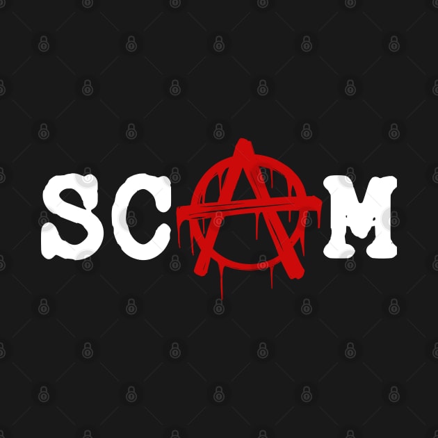 SCAM // Anarchy red logotype. Minimalistic old font lettering by MSGCNS