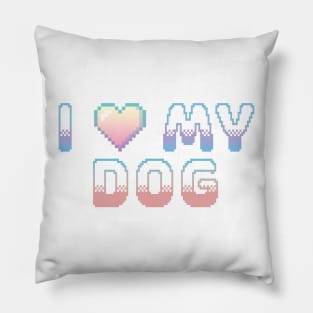 I Heart My Dog Classic Video Game Graphic Rainbow Pastel Gradient Pillow