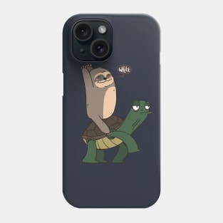 Cute Happy Sloth on Turtle Taxi Phone Case