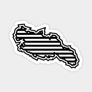 Lasqueti Island Silhouette in Black and White Stripes - Simple Line Pattern - Lasqueti Island Magnet