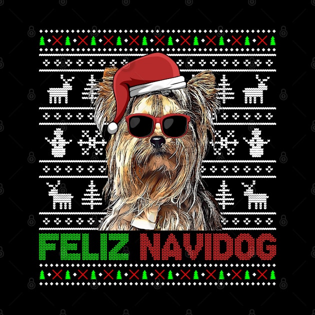 Yorkshire Terrier Dog Feliz Navidog Funny Christmas by TheBeardComic