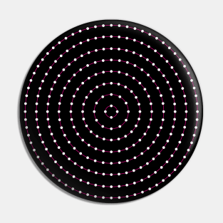 Circular Bullseye Pattern no.3 Black with Pink LIne with White Dots Pin