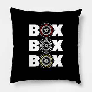 Box Box Box F1 Pitstop design - White Text Pillow