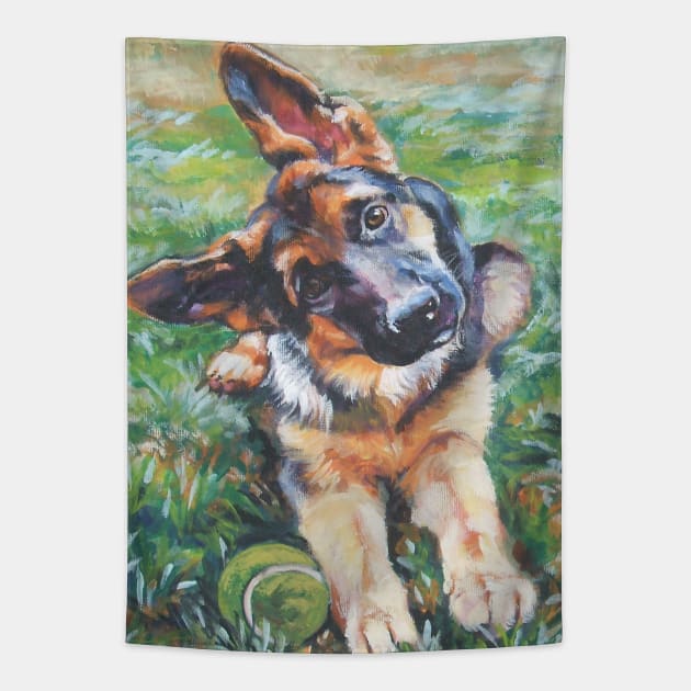 German Shepherd Fine Art Painting Tapestry by LASHEPARD