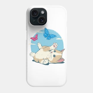 cat play with butterfly Phone Case