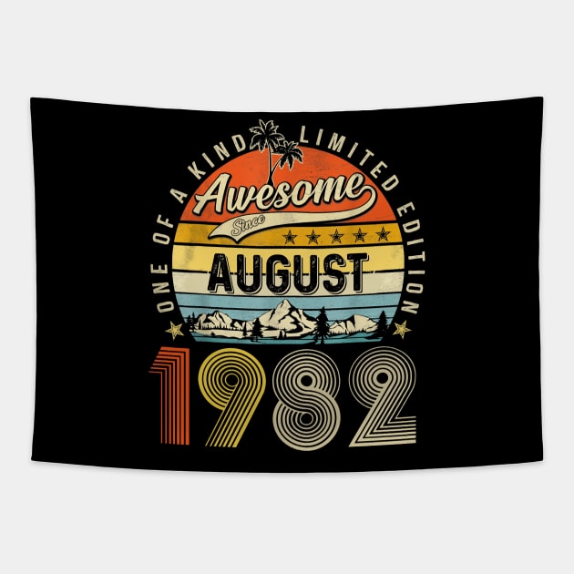 Awesome Since August 1982 Vintage 41st Birthday Tapestry by Vintage White Rose Bouquets