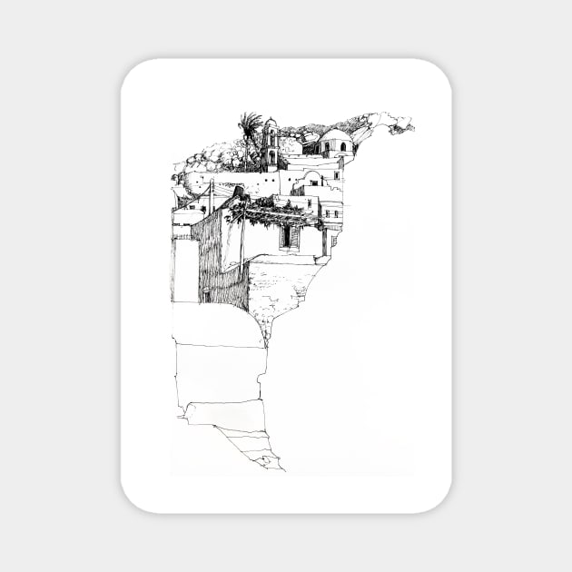 Pen & ink sketch of Ios Magnet by rozmcq