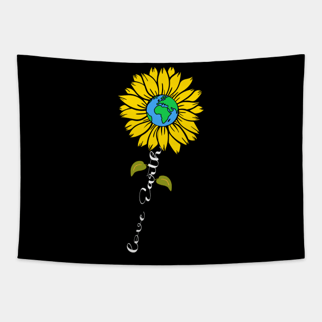 Sunflower Love Earth Day Retro Nature Environmentalist Gift Tapestry by Peter smith