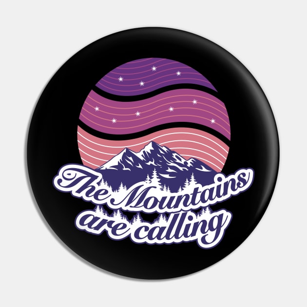 The mountains are calling vintage graphic font & purple twilight starry night sky Pin by Settha.sk