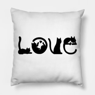 Love Cats Black Silhouette Pillow