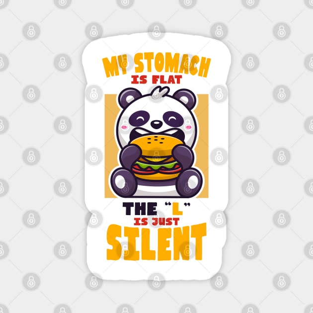 Flat Stomach Cute Panda Burger Magnet by crimsonshirt