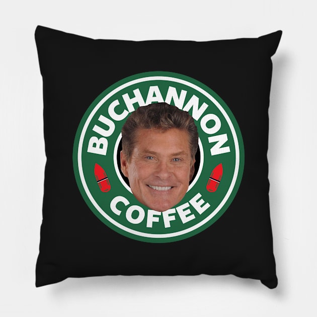 Baywatch Buchannon Coffee David Hasselhoff Starbucks Logo Pillow by Rebus28