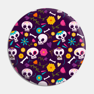 Sugar Skull Pattern Pin