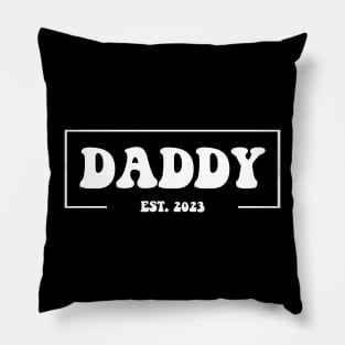 Daddy EST. 2023 Fathers Day Gift Funny Vintage Groovy Pillow