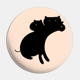 Black Three Headed Cat Pin