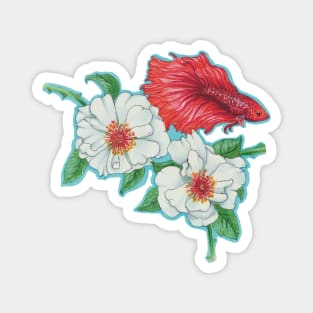 Wild Roses and Betta Fish Magnet