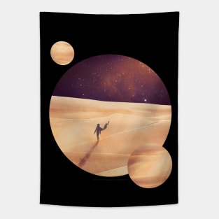 Dune, Arrakis With Two Moons, Minimalist Movie Design Tapestry