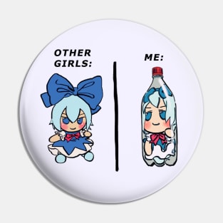 I draw bottled cirno fumo plush but it's me and other girls meme / touhou Pin