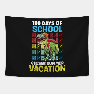 100 Days Of School Closer Summer Vacation T-Rex Tapestry