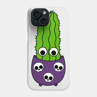 Cute Cactus Design #249: Tall Cactus In Halloween Skull Pot Phone Case