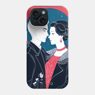 french asian couple on a date sticker Phone Case