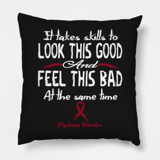 Myeloma Awareness Look This Good And Feel This Bad Burgundy Ribbon In This Family No One Fights Alon Pillow