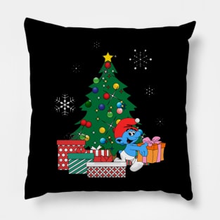 Smurf Around The Christmas Tree Pillow