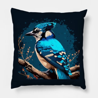 Blue Jay on a Branch Pillow