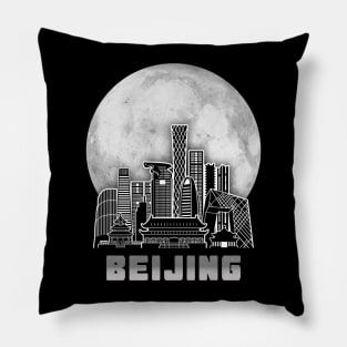 Beijing China Skyline Full Moon Pillow