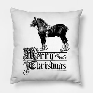 Merry Christmas with Draft Horse Pillow