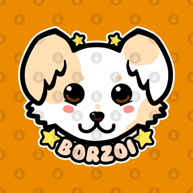 KAWAII Chibi Borzoi Dog Face by TechraNova