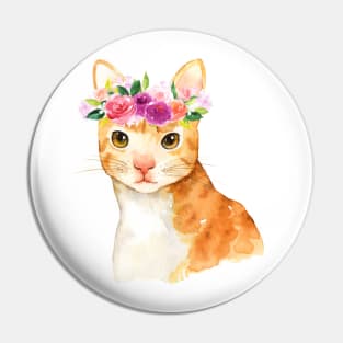 Floral Cat Kitten Mom Peony Roses Gift Pin