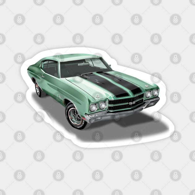 Vintage 1970 Chevrolet Chevelle SS Green Magnet by TheStuffInBetween