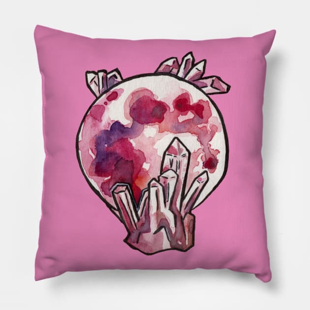 Rose Quartz and the Pink Moon Pillow by JenTheTracy