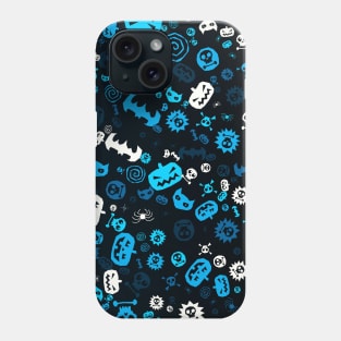 Halloween Pattern Art Design Blue and White Phone Case