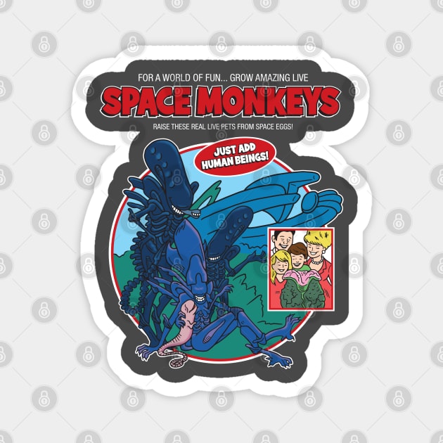 Space Monkeys - ALIEN Magnet by Chewbaccadoll