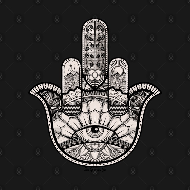 Middle Finger Ornate Hamsa Hand by SunGraphicsLab