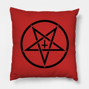 Pentagram with Upside Down Cross Pillow