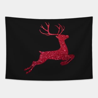 Red Faux Glitter Reindeer Tapestry
