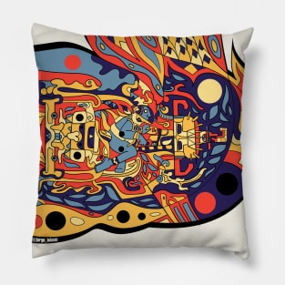 mayan alien astronaut with mandala patterns ecopop Pillow