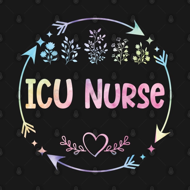 ICU Nurse cute floral watercolor by ARTBYHM