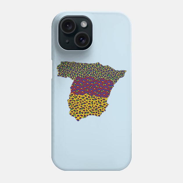 Spain Outline with Henna Flowers Phone Case by HLeslie Design