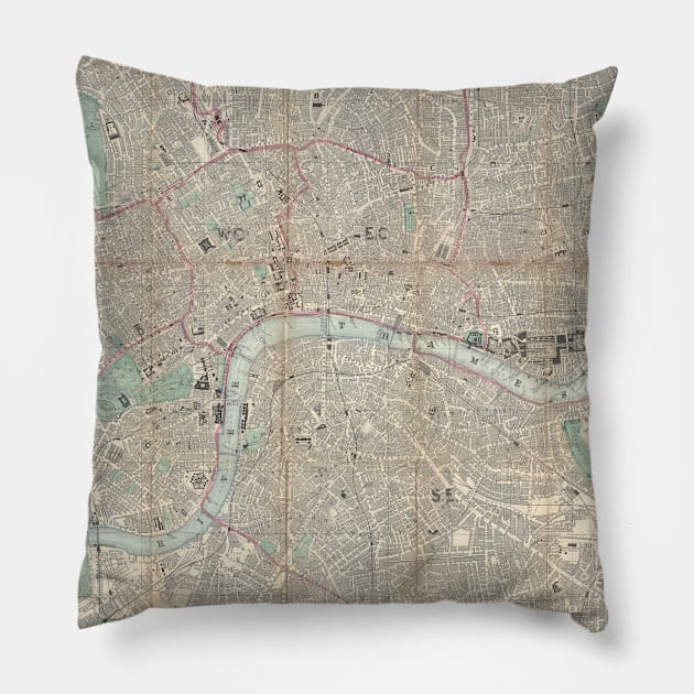 Vintage Map of London (1890) Pillow by Bravuramedia