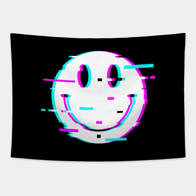 Acid House Glitched Smiley Tapestry by NeonSunset