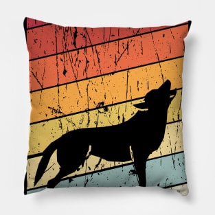 retro wolf howling Pillow